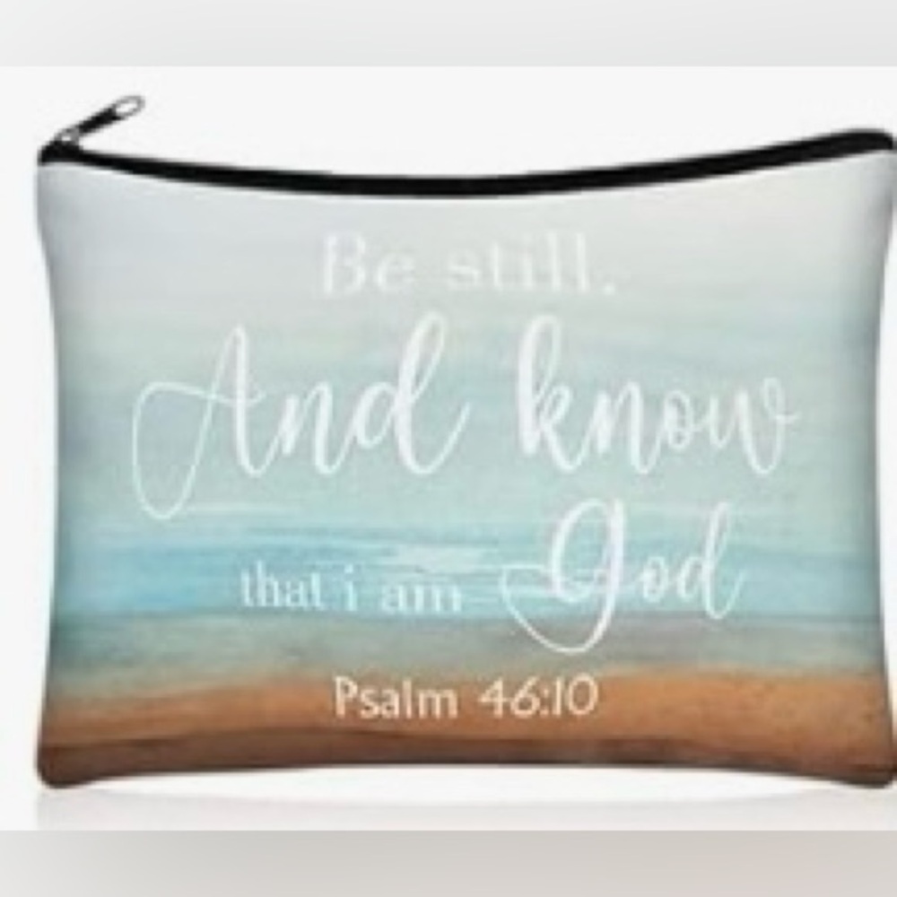NWT Bible Verse Landscape Canvas Makeup Bag